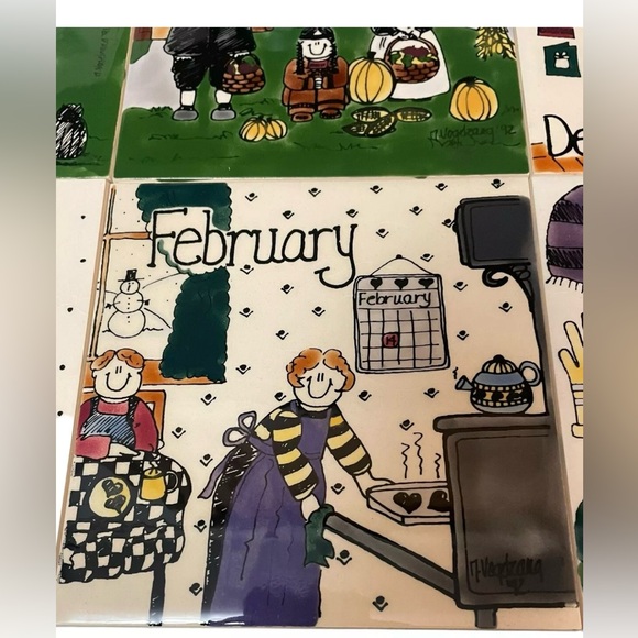 H&R JOHNSON Calendar Tile Trivet England Set Of 6 Collectibles Wall Decor - Picture 6 of 11